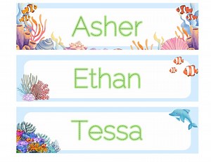 Ocean Dot-to-dot Name Tags, Editable Printable Labels (PDF) - Etsy
