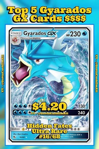 Top 5 RAREST Gyarados GX Pokémon Cards 🌊🐉 #pokemon #pokemoncards #pokemontcg #pokémon #top5 #tcg