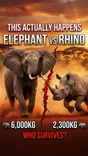 Elephant vs Rhino — When Giants Clash 🐘🦏 #shorts #wildlife #elephantvrhino