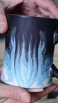 How I Made This Epic Blue Flame Mug #ceramic #pottery #clay #nerikomi #handmade