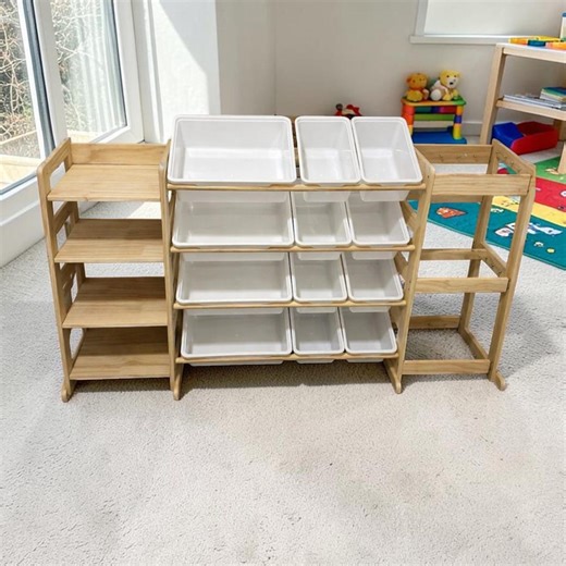 3-in-1 Multifunctional Toy Organizer With Stuffed Animal Storage & Open Shelves for Kids - Etsy