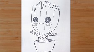Easy Drawing - How to Draw Groot Step by Step ✏️