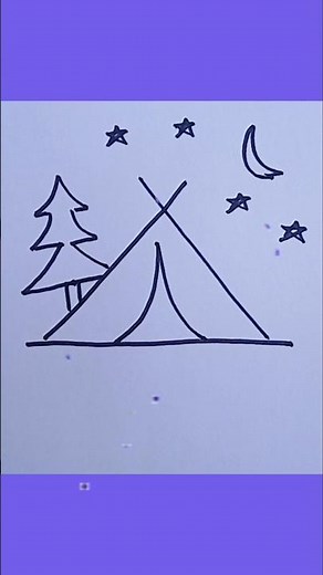 How to Draw a Camping Tent Under the Night Sky 🌙⭐⛺ #HowToDraw #CampingDrawing #TentDrawing #shorts
