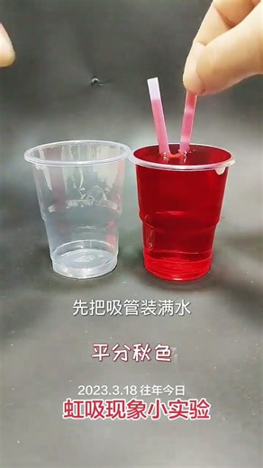 虹吸现象小实验 #科學實驗 #DIY #創意 #手作 #科普 #親子 #趣味實驗 #科學小實驗