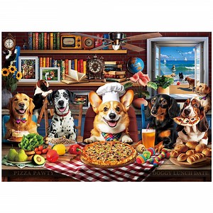 BenBen Jigsaw Puzzles 1000 Pieces for Adults Ages 12 , Dogs' Dinner Party, 26.63 x 19.25 in