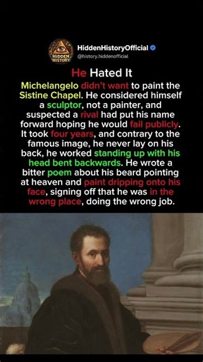 Michelangelo Hated Painting The Sistine Chapel #history