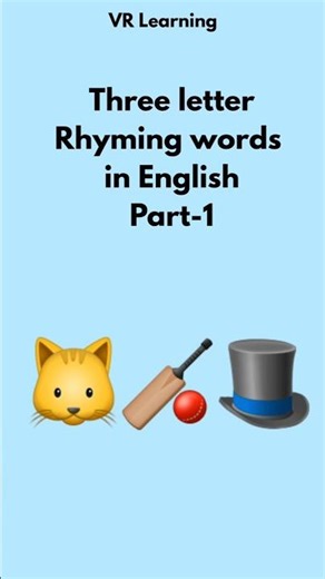 Rhyming Words for Kids 🎶 | Easy English Rhymes | Cat Bat Hat | Fun Learning | #shorts