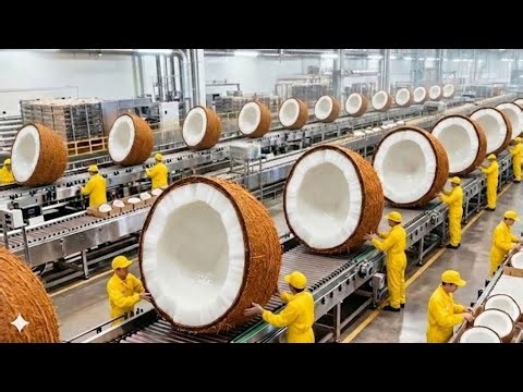 Inside a Coconut Milk Factory 🥥 | How Fresh Coconuts Are Processed into Creamy Coconut milk