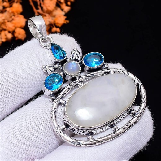 Blue Moonstone Pendant,925 Sterling Silver Pendant, Handmade Pendant, Designer Pendant, Women Gift,anniversary Gift - Etsy