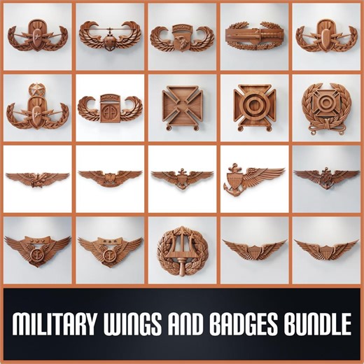 Military Patches & Badges CNC Bundle - 20 STL Files for Router Carving, Army, Air Force Wings - Etsy