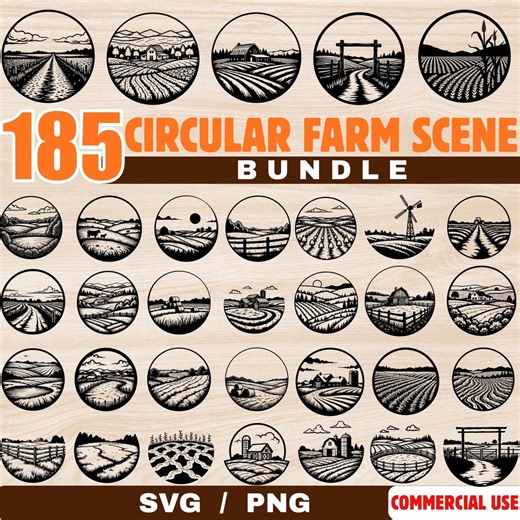 Farm Scene SVG Circular Farm Bundle for Rustic Crafts, Layered Designs, Laser Projects Instant Downloads - Etsy