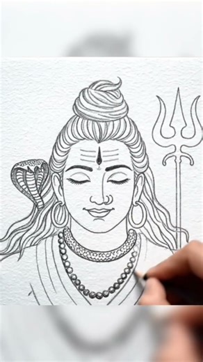 Quick, easy and simple shiv ji drawing| shankar ji drawing shorts | short drawing| Creative hacks |