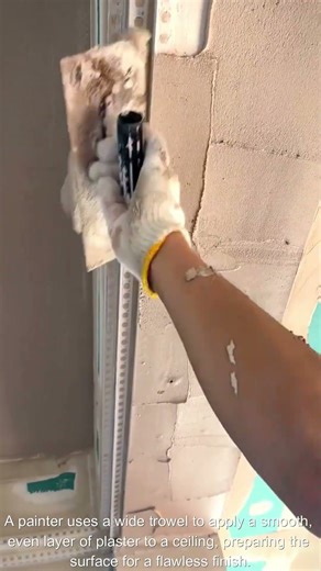 The process of applying plaster to a ceiling