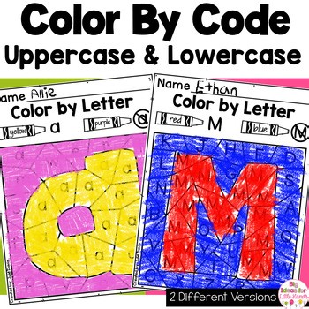 Color By Code Alphabet Worksheet Kindergarten Games - Letter Recognition Review