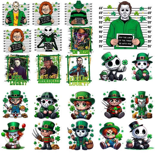 St Patrick Horror PNG Bundle, Lucky Shamrock Killer Designs - Etsy