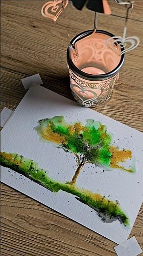60 seconds of watercolor #watercolorforbeginners #treepainting #aquarelle
