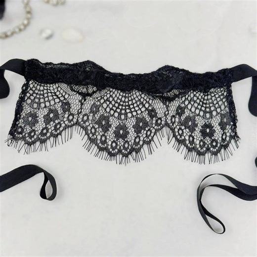 Black Lace Masquerade Mask: Sheer Venetian Eye Mask, Kinky Blindfold With Ties - Etsy
