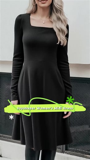 Women's Square Neck Built-In Bra Long Sleeve Midi Dress, A-Line Fit with Pockets, Casual Fall & Winter Fashion #dresses #plussizesummerdress #plussizedresses #dresstoimpressoutfitideas #dollskilldress #curvydresses #maternityphotoshootdress #dressesforwaddingguests #squareneckdress #winterdresshaul
