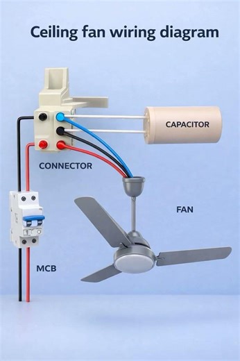 Ceiling fan wiring diagram . #electrician #video #wiringdiagram #trinding @ElectricSquad