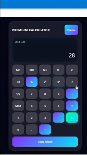 Built a Premium Calculator Using HTML, CSS & JavaScript 🔥 #shorts