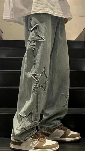 Star Embroidery Straight Casual Men Jeans Gothic Neutral New Wide Leg Loose Hip-hop Fashion Youth Streetwear Denim Trousers#OOTD #trouserjeans #affordablemensfashion #aeropostalepants #flatteringjeans #widelegjeanswomen #girlsdenimjeans #targetjeans #newyearseveoutfitwithjeans #cheetahjeans #printedjeansforgirls #OOTD