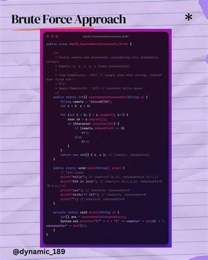 📝 Day 35 | Count Vowels & Consonants in a String | #shorts #ytshorts #youtubeshorts