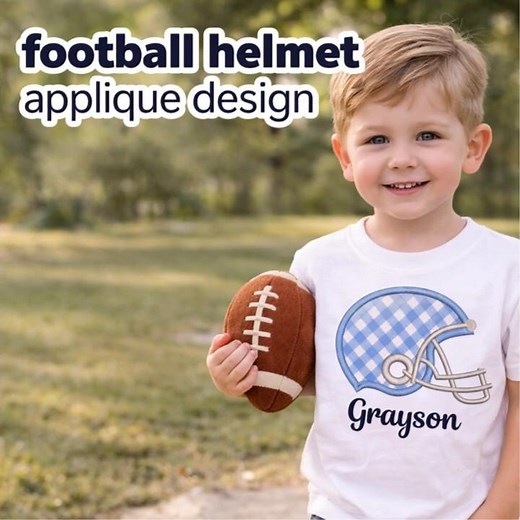 Football Player In Training Applique Embroidery Design | Football Helmet Applique Tutorial