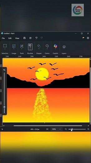 Drawing a Peaceful Sunset in MS Paint 🌅🖌️