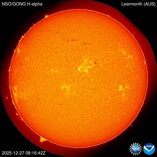 Solar Activity Report: December 22-28, 2025 Solar activity was low at the start of the week, with X‑ray flux generally confined to the low C‑class range aside from a few higher C‑class events. Activity increased markedly on December 27, highlighted by an M5.1 flare from active region 14325 at the east limb and a C9.9 flare from active region 14318 near the disk center. M‑class activity continued into December 28, when active region 14325 produced an impulsive M1.3 flare and active region 14317 g