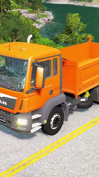 Double Flatbed Trailer Truck vs speedbumps |Busses vs speedbumps | Beamng Drive #94