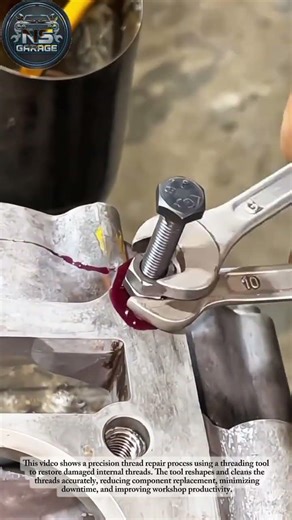 Precision Thread Repair Process | Restoring Damaged Metal Threads Fast#mechanic #shorts