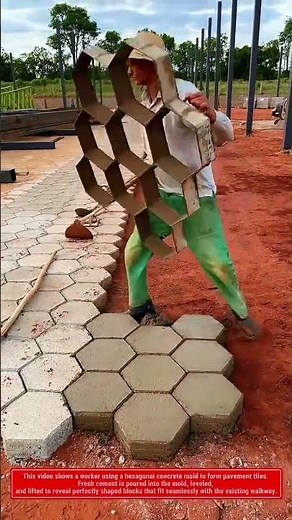 Amazing Hexagonal Concrete Mold – Watch This Worker Create Perfect Pavement Tiles!