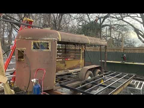 Old horse trailer into floating stage conversion by Trip….