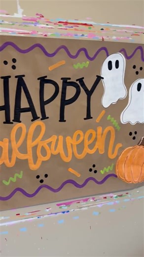 Ready to Ship Halloween Painted Banner, Spooky, Ghost and Pumpkin Sign— Custom Kraft Paper Party Banner: Hand-painted Sign, Photo Backdrop - Etsy