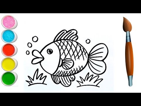 Fish drawing step by step for beginners | coloring & Painting | Toddlers drawing | kids video |