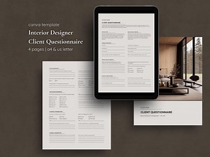 Interior Designer Client Questionnaire Template | Editable Canva New Client Intake Form for Design Studios & Architects - Etsy