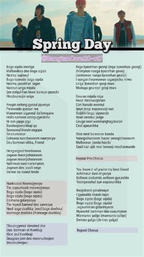 BTS Spring day 🌱 Full song lyrics in English 💜 #bts #btsarmy #kpop #music #lyrics #youtube #shorts
