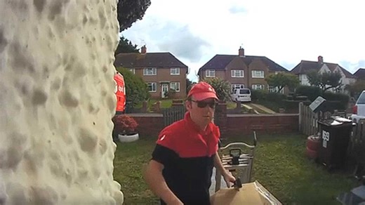 An angry delivery man delivers a parcel in unethical way!