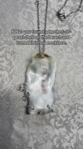 POV: you found a mother-of-pearl shell and turned it into a necklace #motherofpearl #jewelry #fy #smallbusiness #ocean