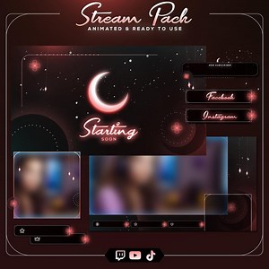 Red Moon Stream Overlay Pack Animated | Aesthetic Twitch Overlay | Cozy Celestial Stream Pack | OBS Ready - Etsy Canada