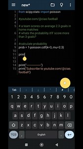 Football Goals probability calculator #learnpython #football #soccer #pythonforbeginners #python