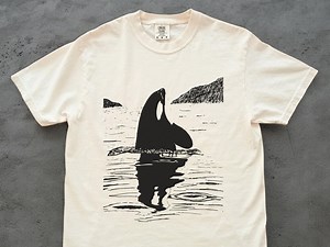 Linocut Killer Whale T-shirt – Engraved Orca Print, Nature & Sea Lover Gift, Black Ink Animal Tee - Etsy
