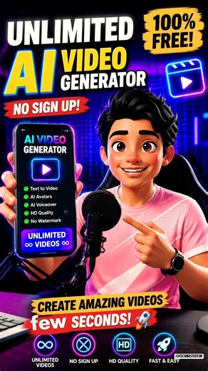 FREE AI Video Generator 🤯 No Sign Up + No Watermark | Unlimited AI Videos! #shorts