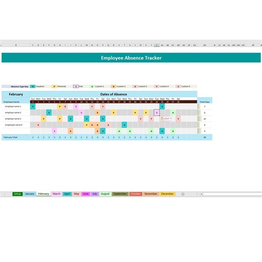 Employee Absence Tracker Calendar 2026 | HR Vacation Sick Leave Planner | Excel Staff Attendance & Points Tracking | Monthly and Annual - Etsy Canada