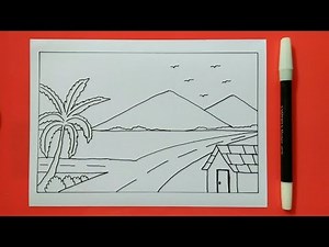Cara Menggambar Pemandangan Gunung - How To Draw Easy Scenery