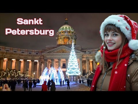 Saint Petersburg Night Walk 2026 🎄✨ | Nevsky Avenue, Kazan Cathedral & New Year Lights 4K