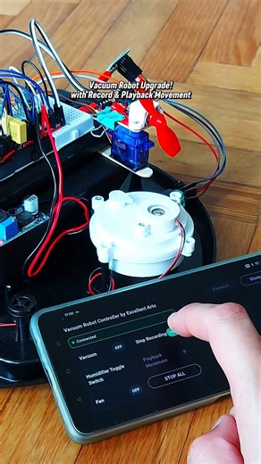 Vacuum robot upgrade with record and playback movements. Wheel alignment still needs adjustment.