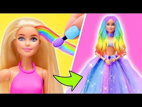 Mini Doll World! 🎀🌈 100+ Tiny Doll DIY Ideas! Fashion, Food & School Supplies