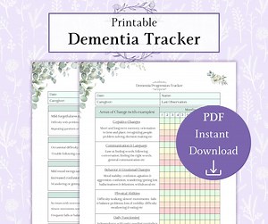 Dementia Symptom Tracker Bundle Printable PDF | Dementia Worksheet | Dementia Caregiver Log | Elderly Care Tracker Forms - Etsy