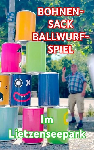 Wir ältere Semester kennen das BEAN BAG CAN TOSS GAME umwerfen von leeren Blechdosen vom Rummelplatz